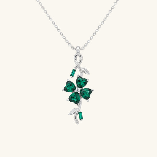 Rotating Green Clover Women's Silver Pendant