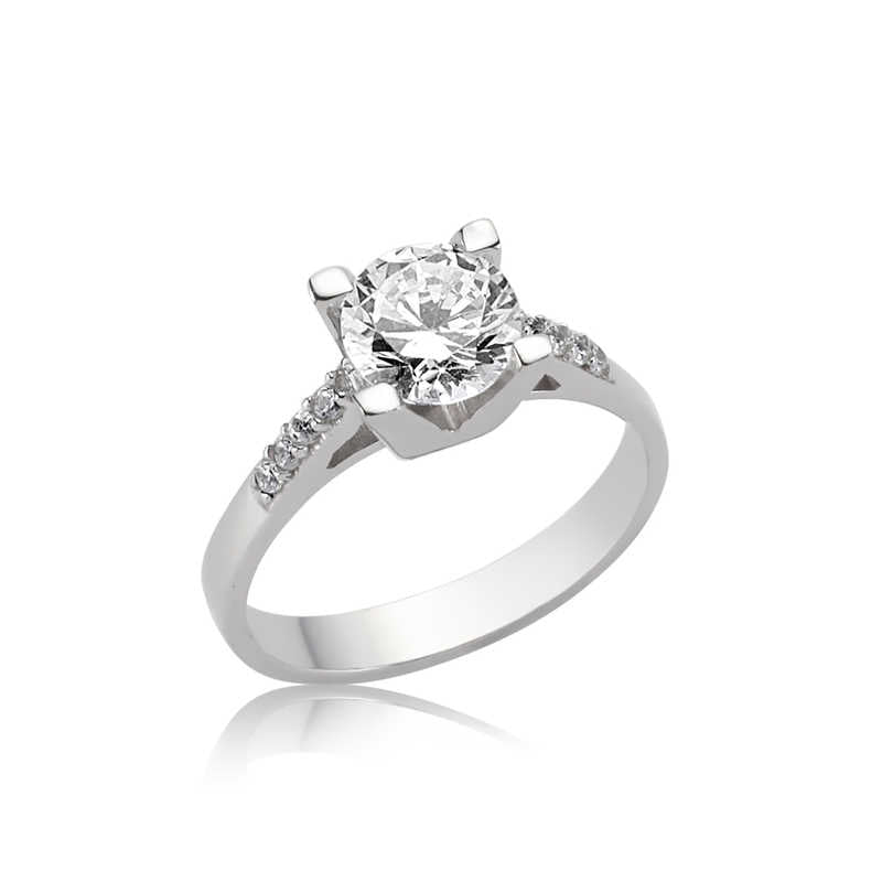 Single Stone Women's Silver Ring