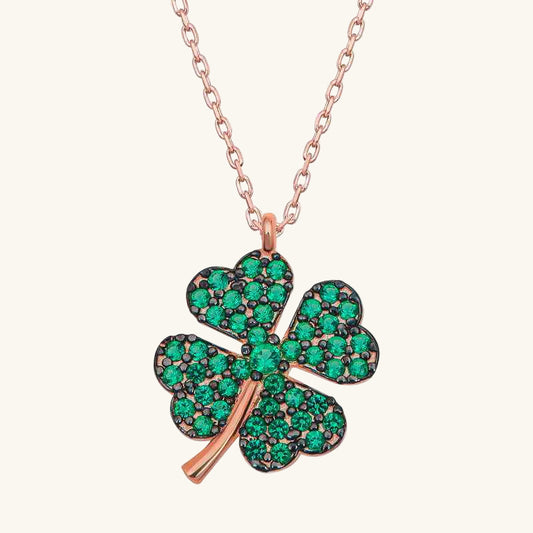 Rose Four-Leaf Clover Women's Silver Pendant
