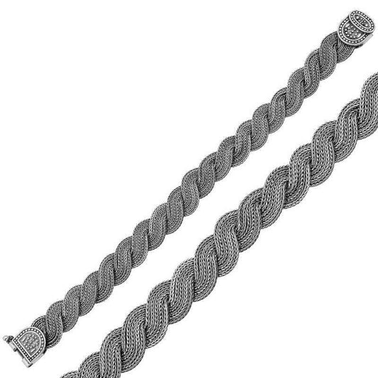 Handcrafted Knit Silver Bracelet