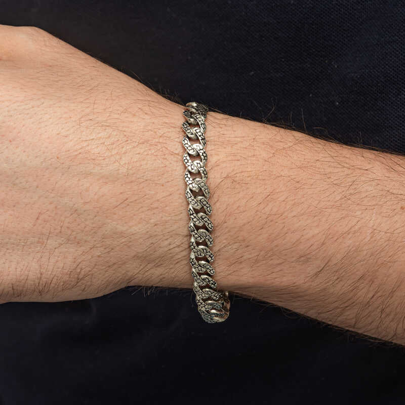 Handcrafted Knit Gourmet Men's Silver Bracelet