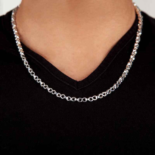 Handcrafted Infinity Men's Silver Chain