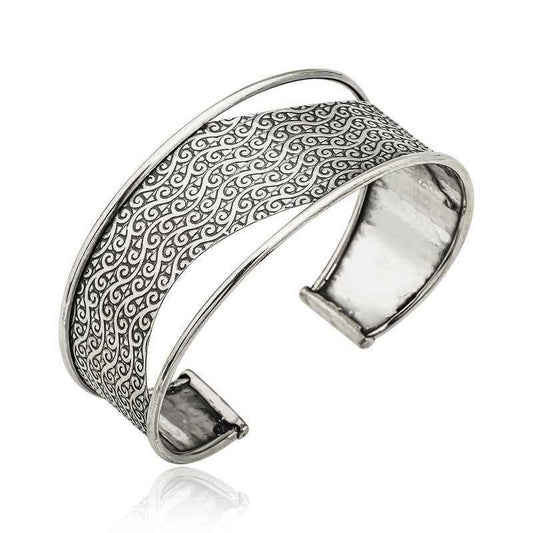 Antiqued Pattern Women's Silver Bracelet