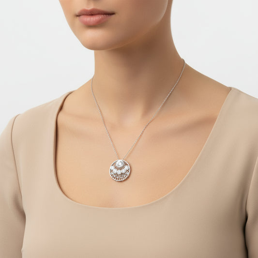 Ethnic Pattern Women's Silver Necklace