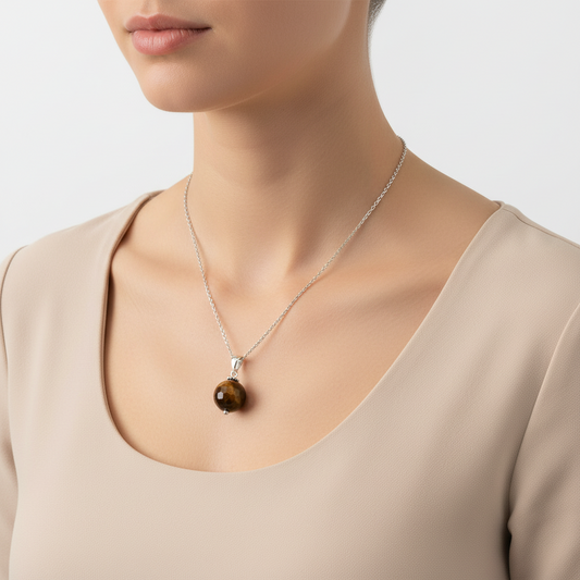 Tigerauge Damen Silber Halskette