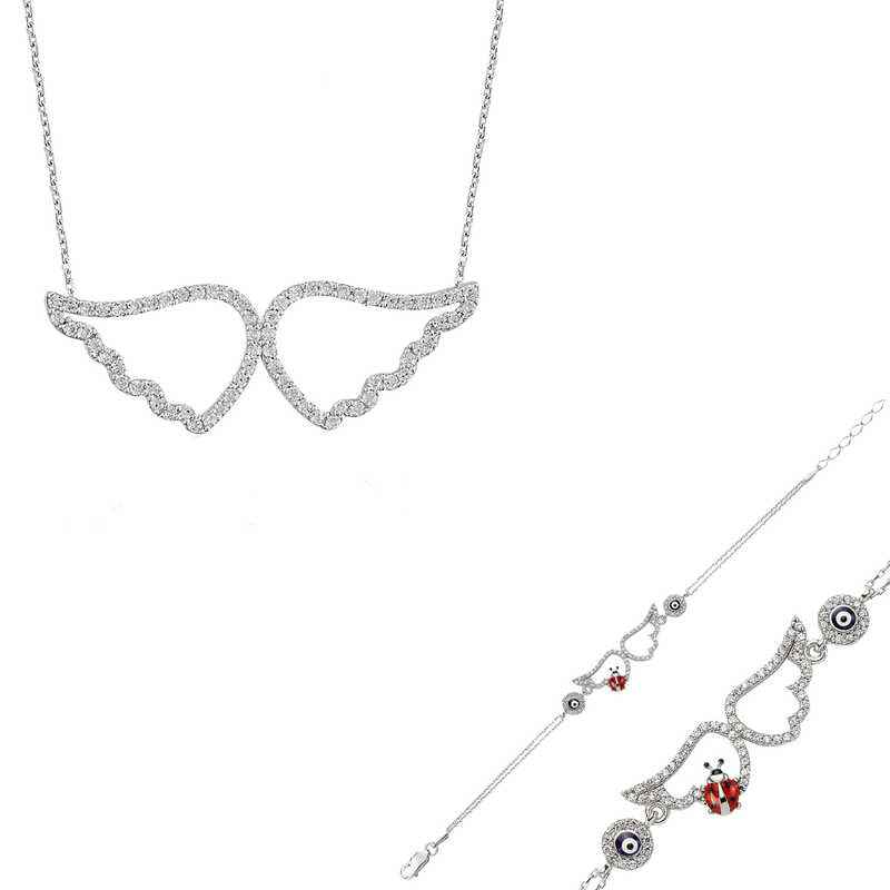 Angel Wing Women's Silver Set