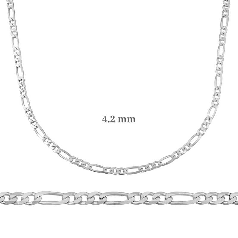 Chaîne Figaro en argent de 4,2 mm - 120 microns