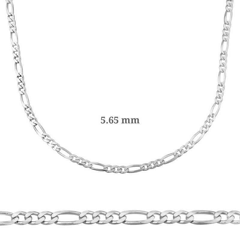 5.65 mm Silver Figaro Chain - 160 micron