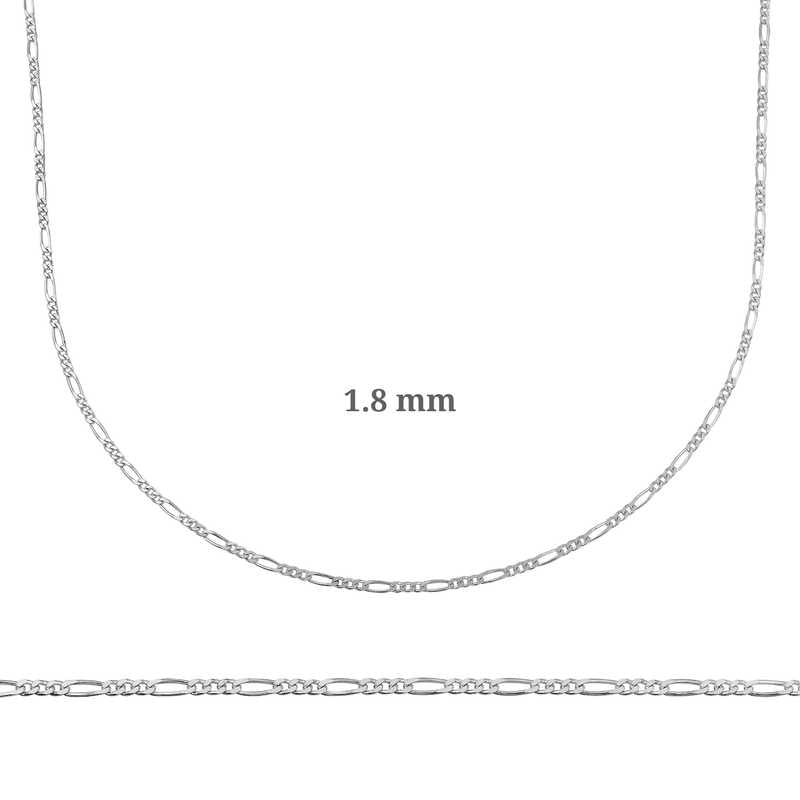 Chaîne Figaro en argent de 1,8 mm - 0,50 micron