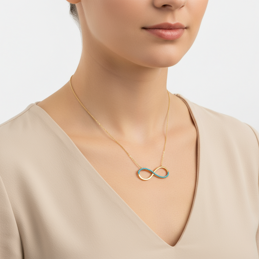 Türkis Stein Infinity Damen Silber Halskette