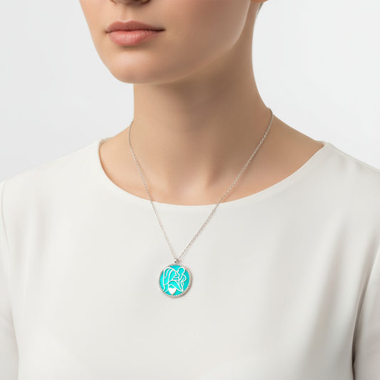 Phosphorescent Mother Child Love Women's Silver Necklace