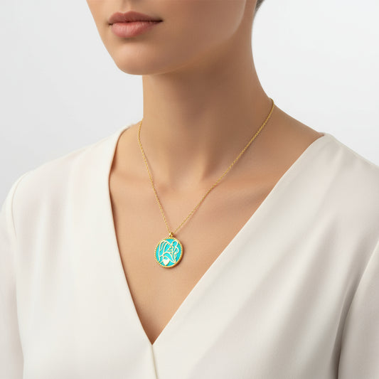 Phosphorescent Gold Mother Child Love Women's Silver Pendant