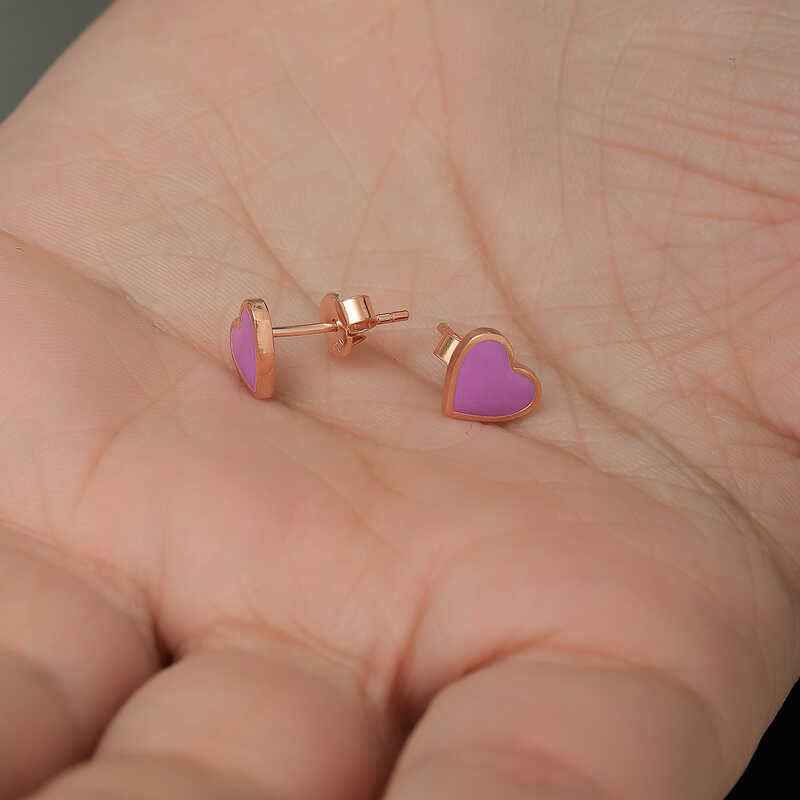 Phosphorescent Lilac Heart Silver Earrings