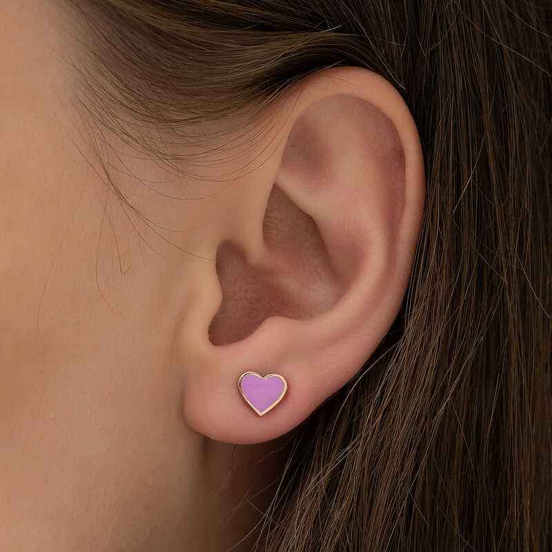 Phosphorescent Lilac Heart Silver Earrings
