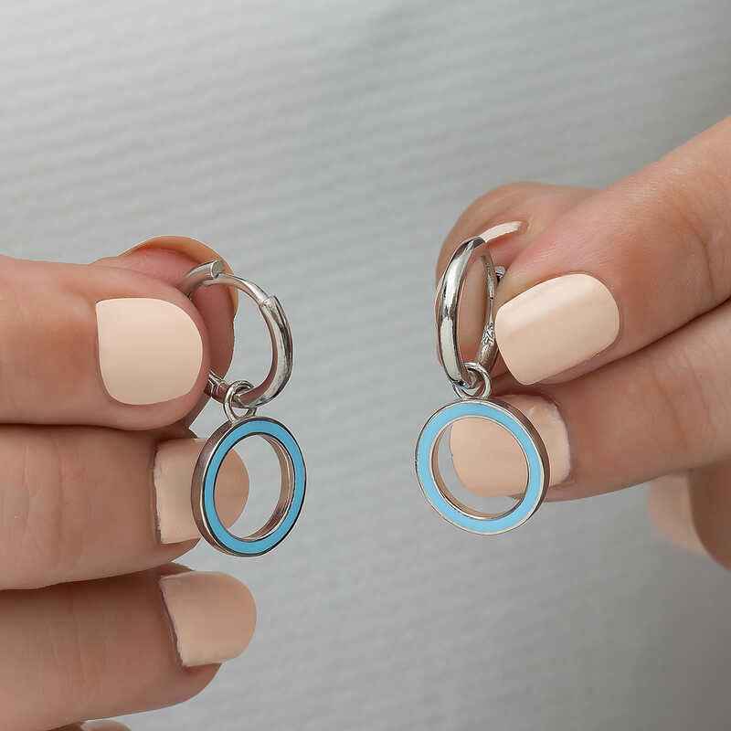 Phosphorescent Blue Oval Silver Earrings