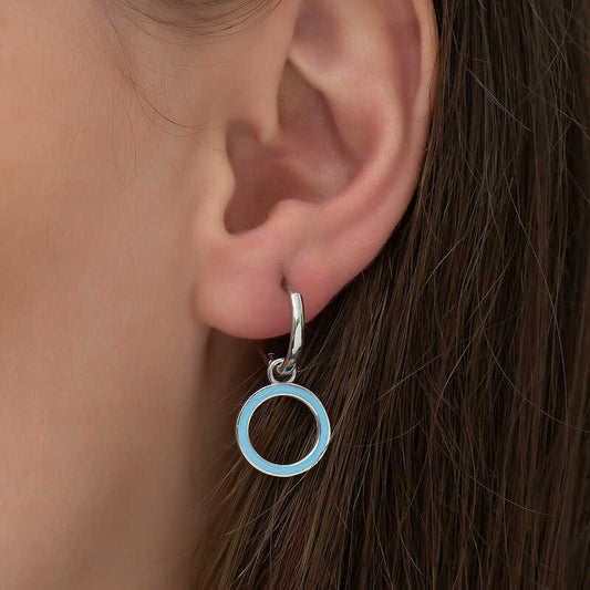 Boucles d'oreilles ovales en argent bleu phosphorescent