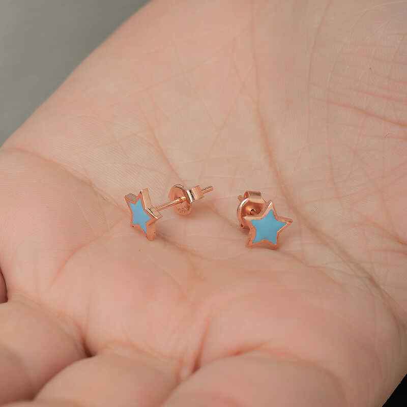 Phosphorescent Blue Star Silver Earrings