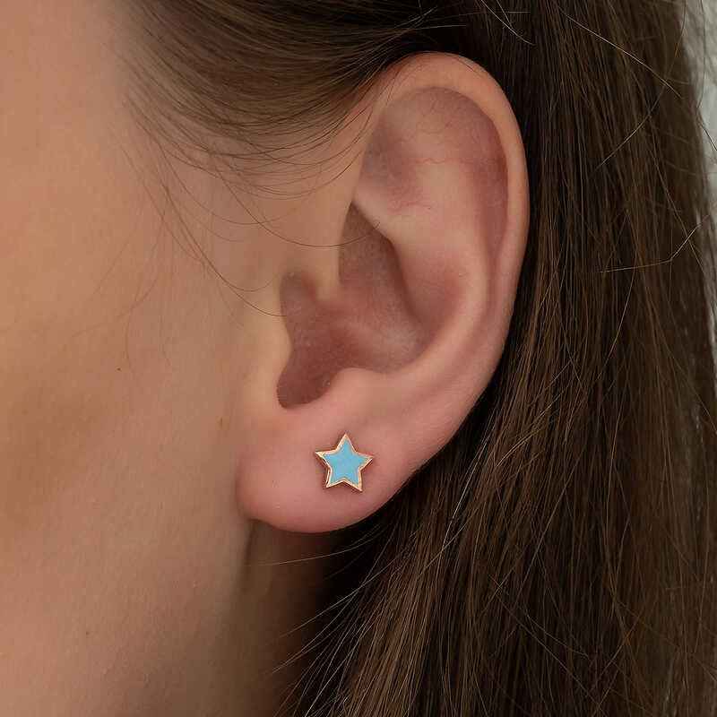 Phosphorescent Blue Star Silver Earrings