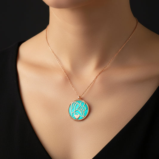 Phosphorescent Rose Mother Child Love Women's Silver Pendant