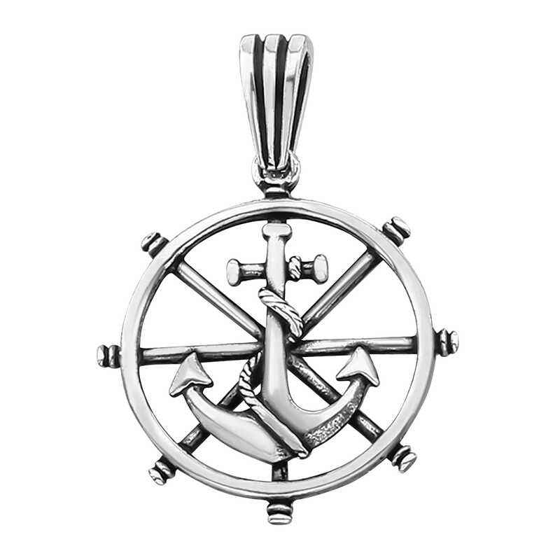 Ship Wheel Men's Silver Pendant