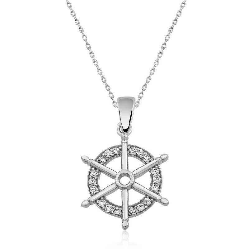 Ship Wheel Women's Silver Pendant