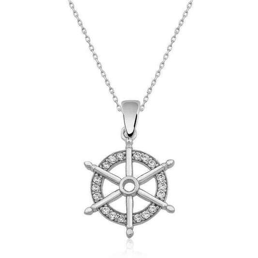 Ship Wheel Women's Silver Pendant