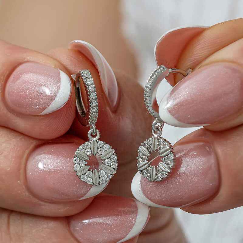 Geometric Pattern Women's Silver Earring
