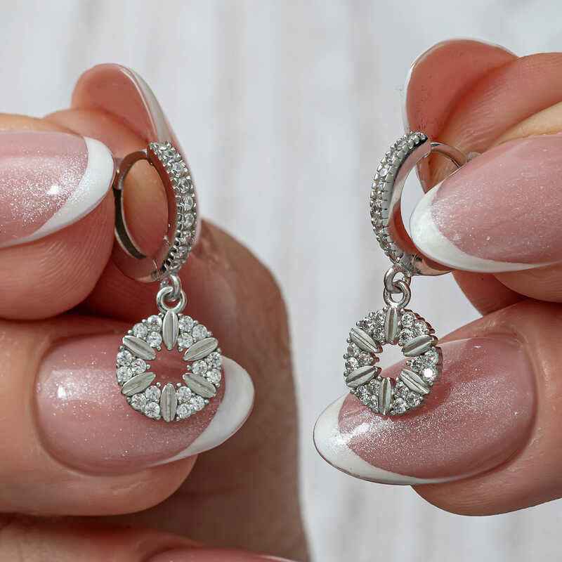 Geometric Pattern Women's Silver Earring