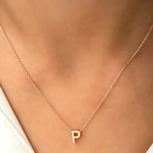 Gold Plated 3D Letter P Women's Silver Necklace