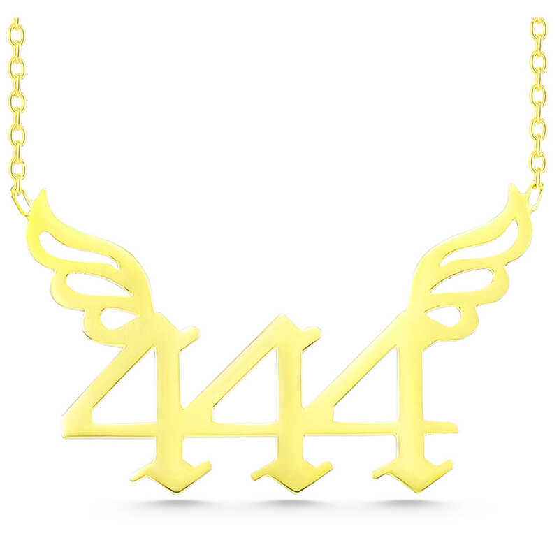 Gold Plated 444 Angel Number Women's Silver Necklace
