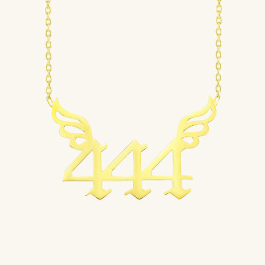 Gold Plated 444 Angel Number Women's Silver Necklace