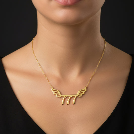 Vergoldete 777 Engelszahl Damen Silber Halskette