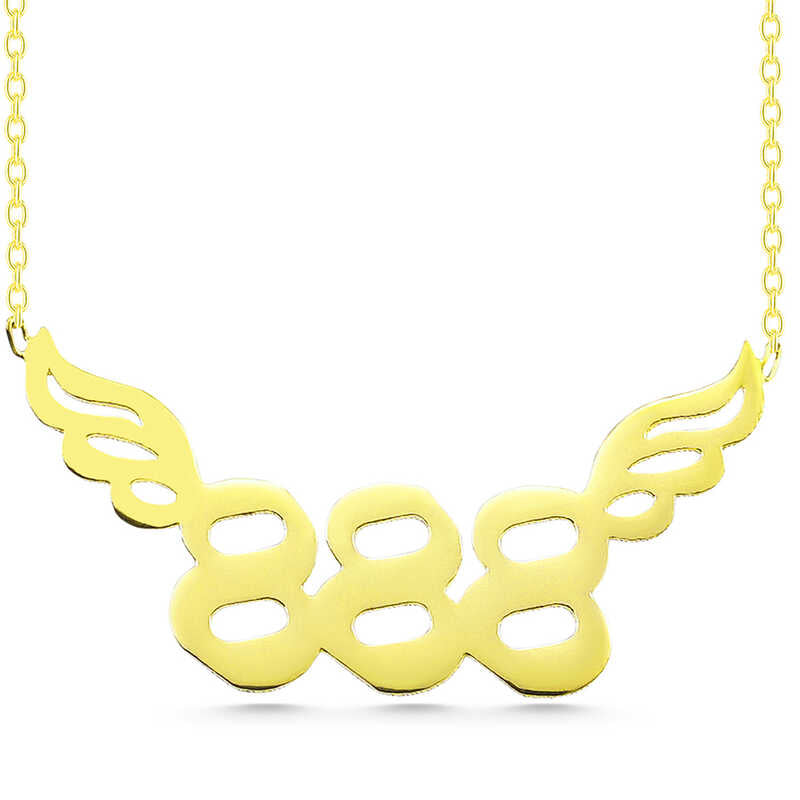 Gold Plated 888 Angel Number Women's Silver Necklace