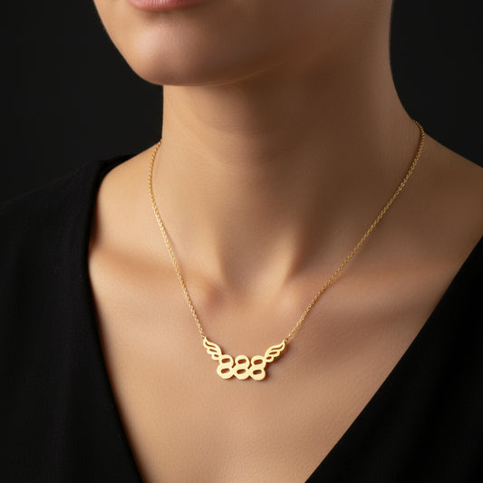 Vergoldete 888 Engelszahl Damen Silber Halskette