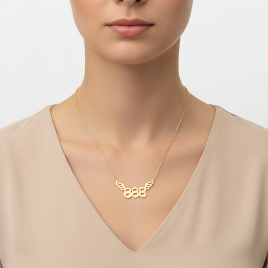 Vergoldete 888 Engelszahl Damen Silber Halskette