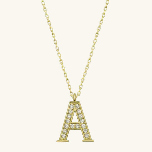 Gold Plated A Letter Women's Silver Necklace