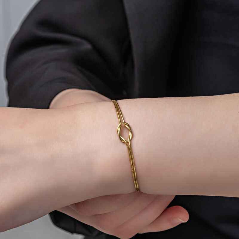 Gold Plated Love Knot Women's Silver Bracelet
