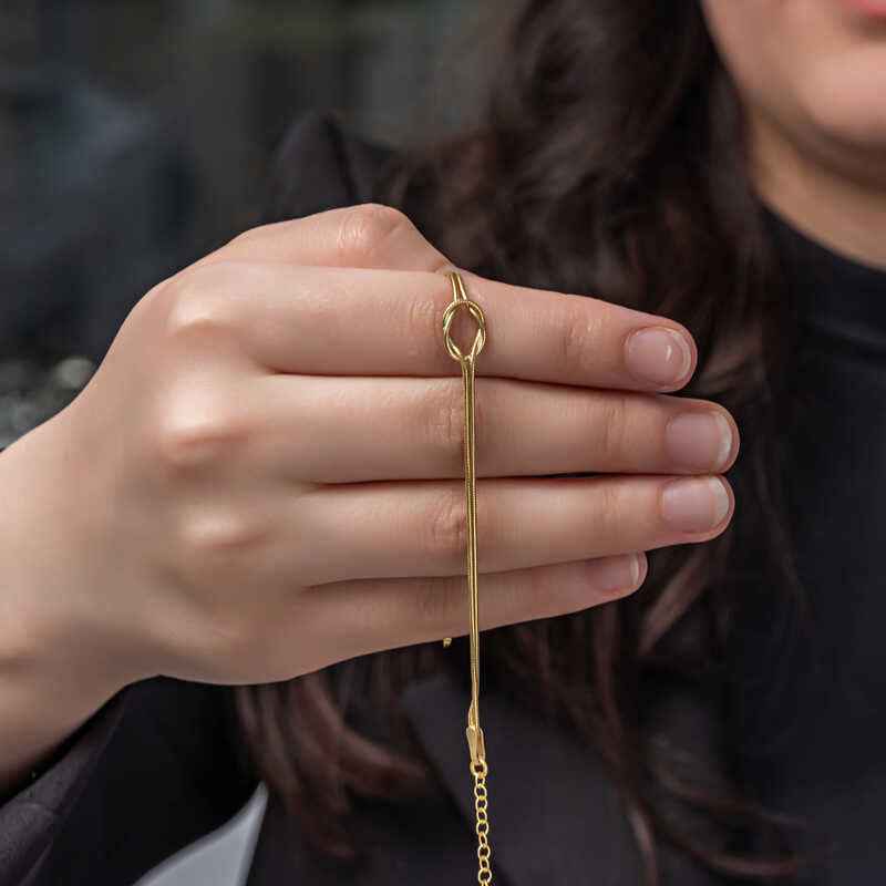 Gold Plated Love Knot Women's Silver Bracelet