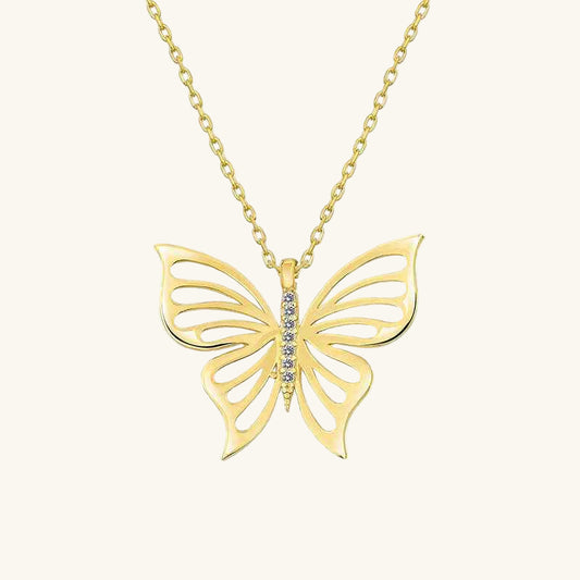 Gold Plated Spring Butterfly Women's Silver Necklace