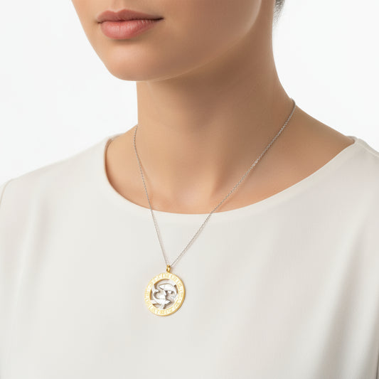 Collier en argent plaqué or avec signe du zodiaque Poissons