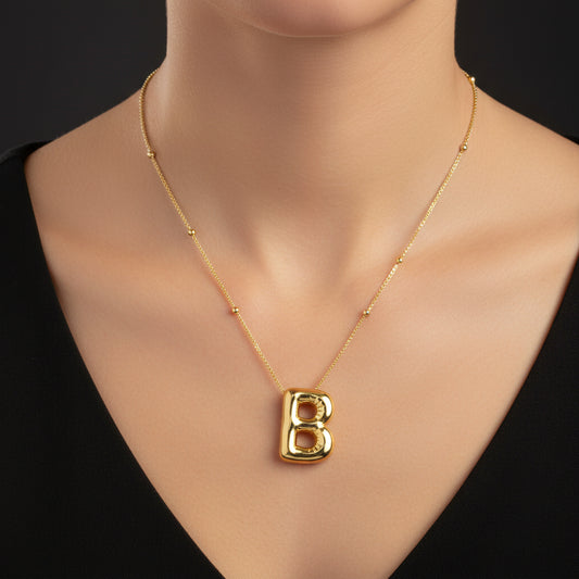 Vergoldete Ballon-B-Buchstaben-Damen-Silberkette