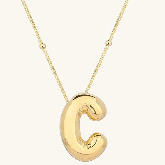 Gold Plated Balloon C Letter Women's Silver Pendant