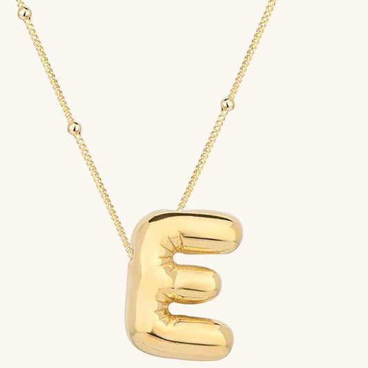 Gold Plated Balloon Letter E Women's Silver Necklace