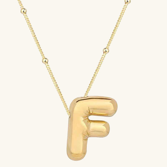 Gold Plated Balloon F Letter Women's Silver Pendant