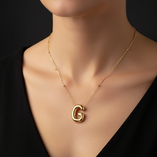 Vergoldete Ballon-G-Buchstaben-Damen-Silberkette
