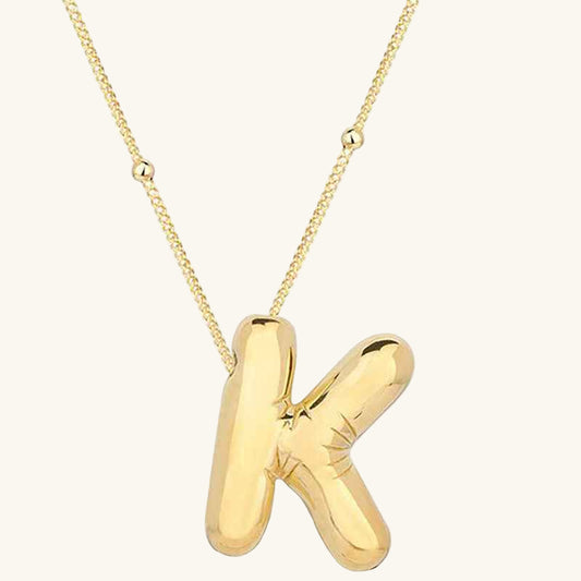 Gold Plated Balloon Letter K Women's Silver Necklace