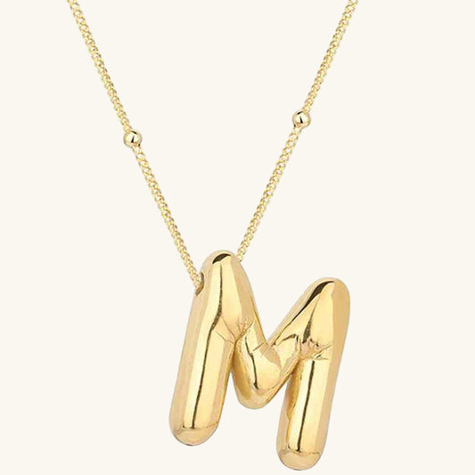 Gold Plated Balloon M Letter Women's Silver Pendant