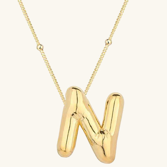 Gold Plated Balloon N Letter Women's Silver Necklace