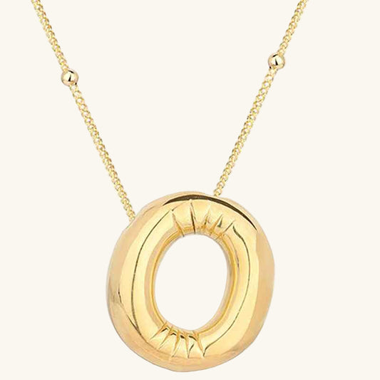 Gold Plated Balloon O Letter Women's Silver Necklace