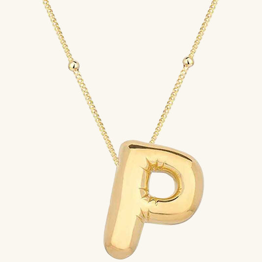 Gold Plated Balloon P Letter Women's Silver Necklace